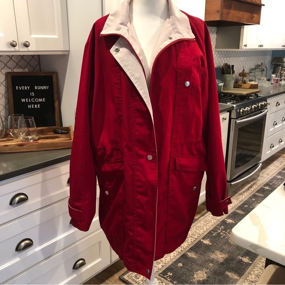 Dunnes Stores Red Parka Jacket Trench Rain Coat Mid-Length Lined Size 16-18 XL - Picture 9 of 14